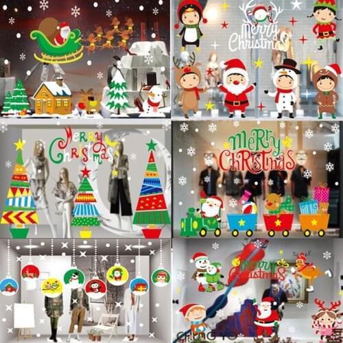 Christmas Window Stickers Merry Christmas Decorations For Home Christmas Wall Sticker Kids Room Wall Decals New Year Stickers