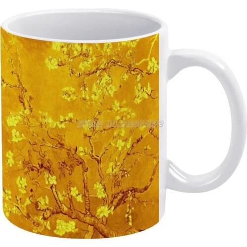 Van " Almond " In Gold Coffee Mugs 330ml Creative Travel Mug and Cup Office Drinkware Mugs Tazza Van Almond With Violet Van Almo