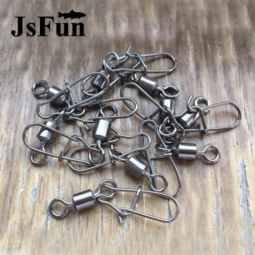 JSFUN 100pcs Ball Bearing Swivel Solid Rings Fishing Connector 4#-14# Steel Interlock Snap Fishing Accessories PJ15