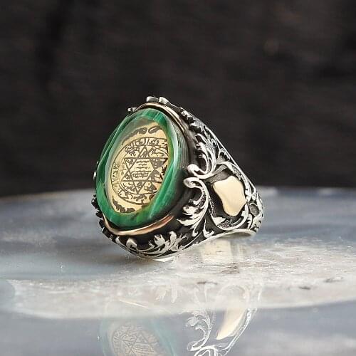 Mühr-ü Solomon Amber Gemstone 925 Sterling Silver Men 'S Ring