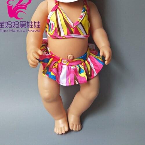 Colorful swimming clothes and skirt for doll, 3 in 1 set binikni for 18" girl doll outwear set