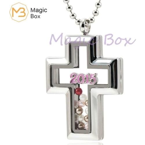 316L Stainless Steel living memory locket cross pendant necklace with tempering glass