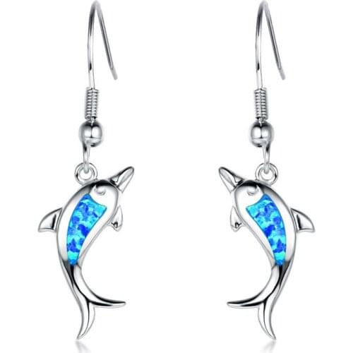 Carofeez Cute Sea Animal Dolphin Dangle Earrings For Women Accessories Wedding Party Pendant Earrings Jewelry Girl Gift