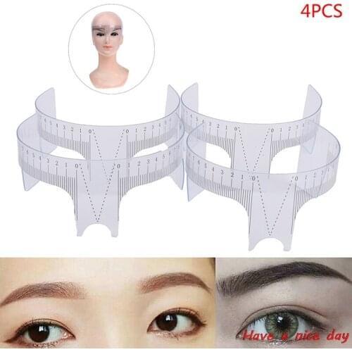 4pcs Reusable Semi Permanent Eyebrow Rulers Tool Measures Microblading Permanent Make Up Eyebrow Tattoo Position Ruler