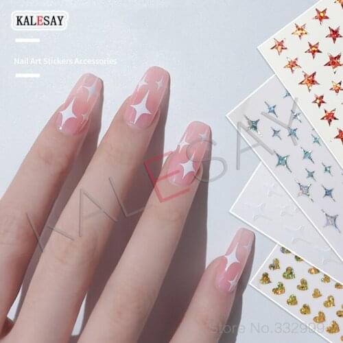 Fashion Nail Art Stickers Red Love Heart Star Light Manicure Design Nail Accessories Self Adhesive Decoration Nail Art Decor