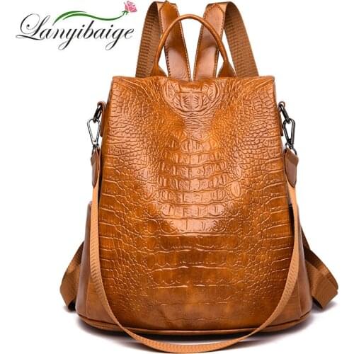 Fashion Alligator Backpacks Women Designer Anti-theft Preppy Backpack For Girls Luxury Brand Casual Daypack School Bag For Girls