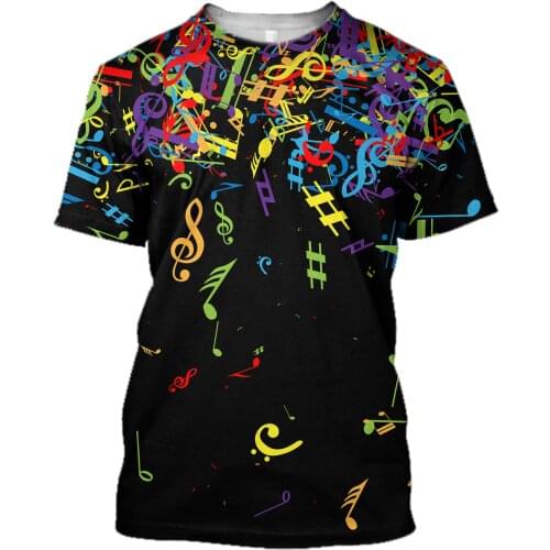 Mens t shirt Music Note 3D All Over Printed Summer Fashion Colorful Unisex Short Sleeve for Women Funny Tees Cool Top Streetwear