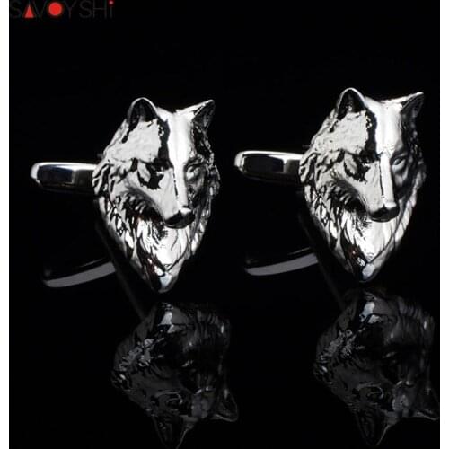 Mens wolf head cufflinks high quality novelty silver animal brand sleeve nails