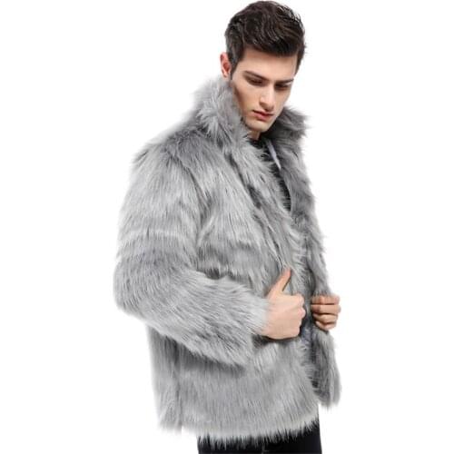 2018 New Mens Winter Artificial Fur jacket Thick Warm Fashion Coat Europe and America Imitation Fur Mens clothing Size L-XXXL