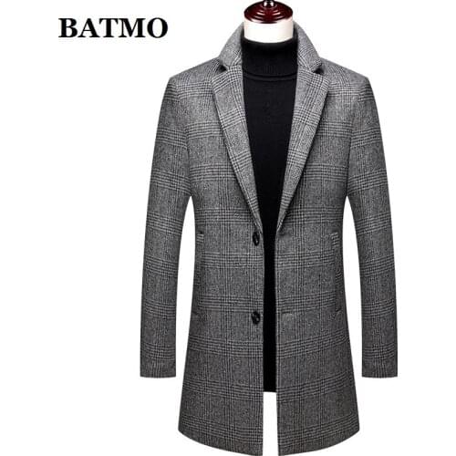 BATMO 2020 new arrival autumn&winter high quality wool thicked trench coat men,mens wool jackets ,plus-size M-5XL,H829