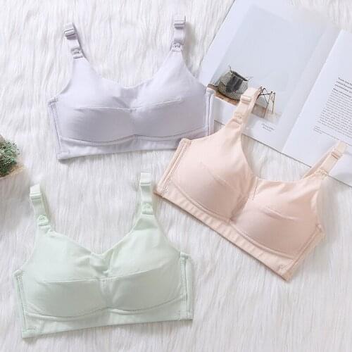 Maternity Pregnant Womens Pure Cotton Breastfeeding Underwear Front Top Buckle Breastfeeding No Steel Ring Bra Circumference