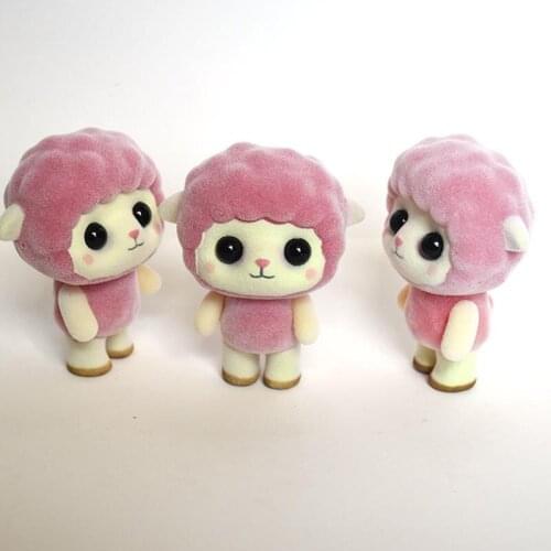New Lovely Pink Cute Mini Sheep Flocking Dolls Novelty Funny Home decorations Plastic Toys Figure Children Best Christmas Gifts
