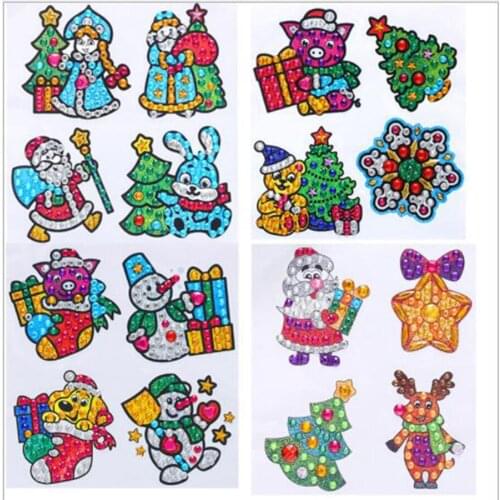New diamond painting Christmas stickers, DIY art crafts, self-adhesive stickers, rhinestone cartoon stickers, kindergarten gifts