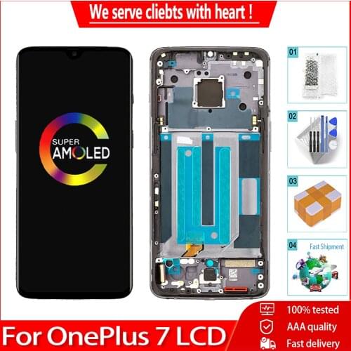 ORIGINAL For OnePlus 7 LCD Touch Screen Digitizer Assembly Replacement with Frame For Oneplus 7 LCD Display 1+7 GM1901 GM1900