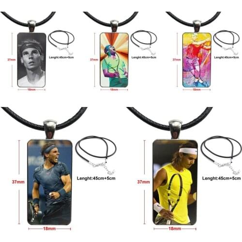 For Women Jewellery Glass Cabochon Pendant Necklace Rectangle Fashion Necklace Keep Calm And Vamos Rafa Rafael Nadal Tennis