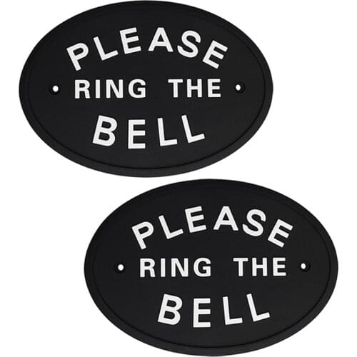 2Pcs Black PVC Warning Signs for House Garden Door - PLEASE RING THE BELL