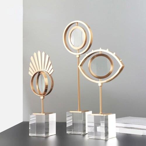 Simple Modern Natural Light Luxury Magnifying Glass Eyes Soft Decoration Living Room Study Bedroom Metal Crystal Home Decoration