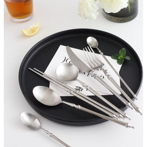 Silver Luxury Modern Nordic Tableware Set Fork Knife Stainless Steel Tableware Set Portable Vaisselle Dining Table Decor BK50DC