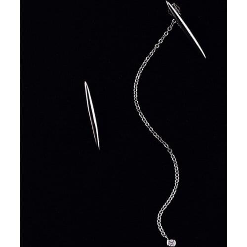 Free Shipping Fashion 925 Sterling Silver Tassels asymmetric Stud Earrings For Women Jewelry Prevent Allergy