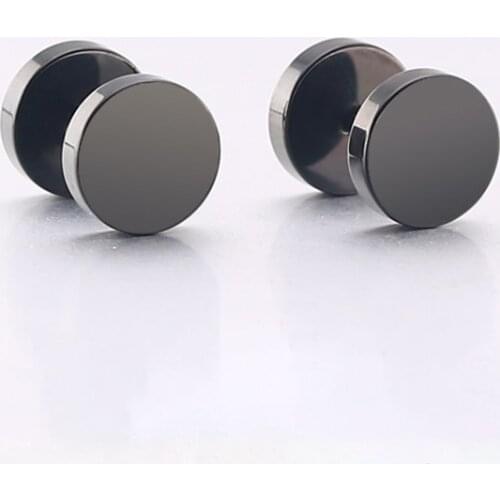 2Pcs Barbell Stud Earring Fake Ear Plugs and Tunnels Earrings Titanium Steel Gauge Piercing for Men And Woman Body Jewelry Gifts