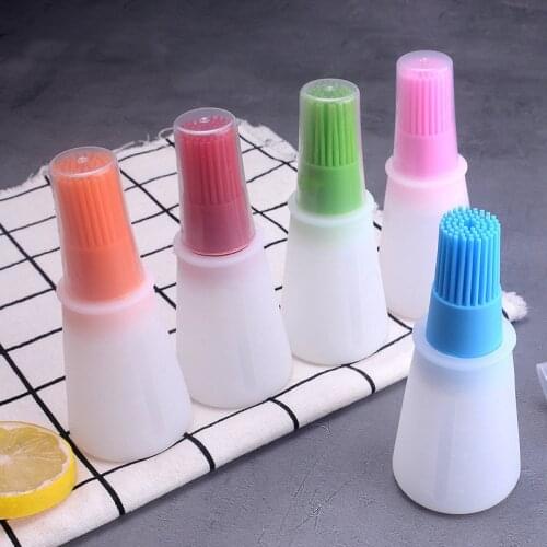 Silicone Oil Bottle with Brush Pastry Kitchen Baking BBQ Barbecue Sauce Pancake Grill High Temperature Resistant Liquid Brush