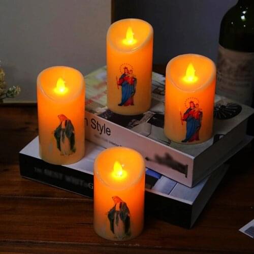 Jesus Christ Candles Lamp LED Tealight Romantic Pillar Light Creative Flameless Electronic Candle Battery Operated Dropship