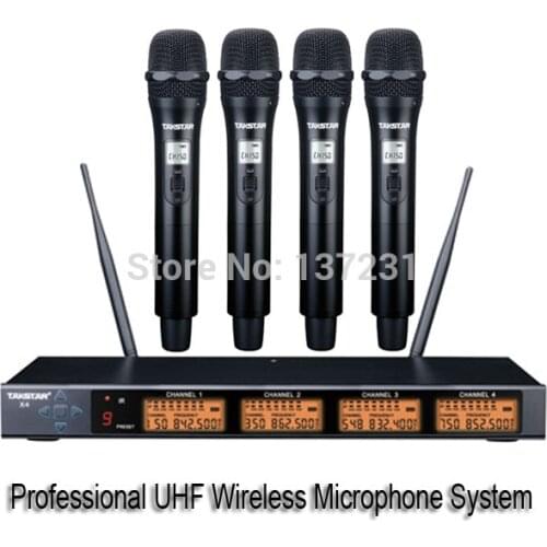 Top Boutique Takstar X4 professional UHF/PLL four channels wireless microphone system 4 channels multichannel Wireless system