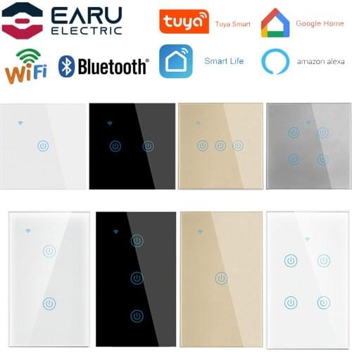 EU/US 1-4 Gang WiFi Bluetooth Smart Timer Touch Switch Wall Light Switch Remote Control TUYA APP Smart Life Alexa Google Home
