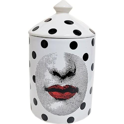 Vintage Lady Face Candle Holder with Lid Candelabra Home Decor Handmade Brush Organize Storage Box Morocco Decor