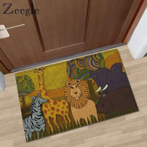 Vintage Cartoon Doormat for Entrance Door Carpet Kitchen Bathroom Anti-slip Floor Mats Bedroom Bedside Rugs Living Room Carpets