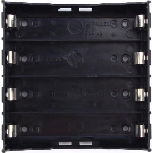 4x18650 Li-ion Battery Storage Plastic Clip Holder Case Box 8 Pin Contact Black (3.7V-14.8V) Battery Storage Boxes