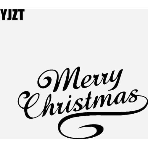 YJZT 17.6CM*9.8CM Merry Christmas Vinyl Decal Font Creative Design Car Sticker Black/Silver C23-0176
