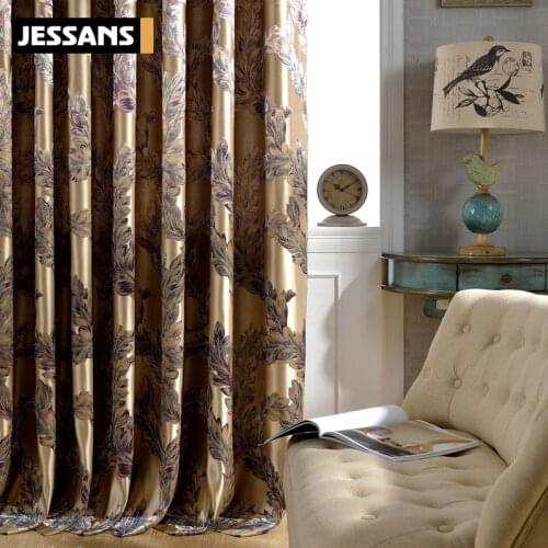 New Chinese High-precision Jacquard Blackout Curtains for Luxury Villa Living Room Feather Blackout Curtains Custom