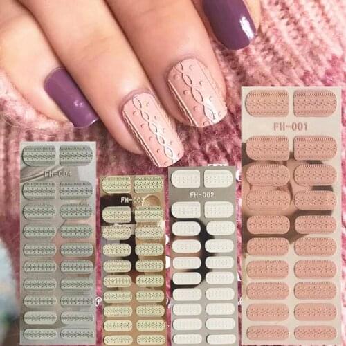 Winter yarn FH 1-4 series 4 colors 3d nail art stickers decal template diy nail tool decorations