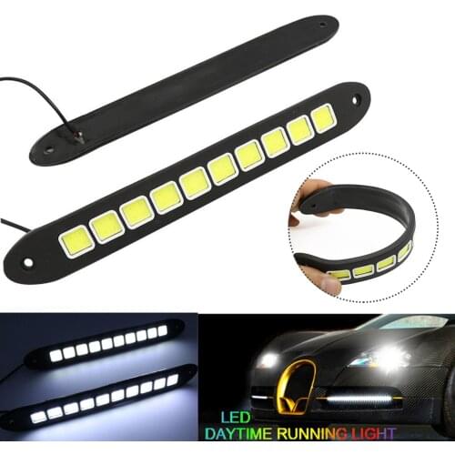 2Pcs 20W COB Car Daytime Running Light Car DRL LED Strip Light Car Waterproof Amber DRL Light 20cm
