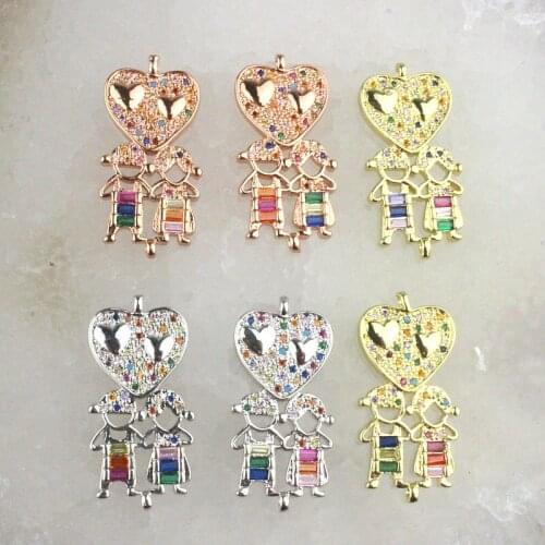 20*30mm 20pcs/lot High quality cz pendant, kids shape cubic zircon charm jewelry,exquisite bracelet/necklace component wholesale