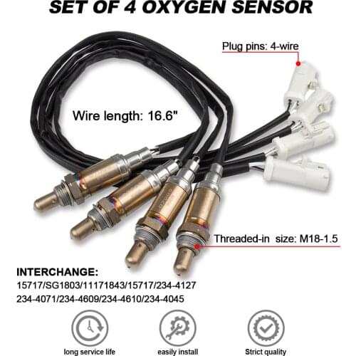 4pcs Car Oxygen O2 Sensor Down/Upstream Front Rear for Ford F-150 5.4L 4.6L 4.2L Mercury Grand Marquis Lincoln Navigator