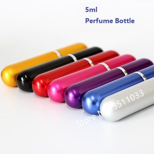 5ML Small Round Metal Shell Glass Tank Spray Perfume Bottles Tube Empty Cosmetic Atomizer Refillable Liquid Spray Perfume Bottle