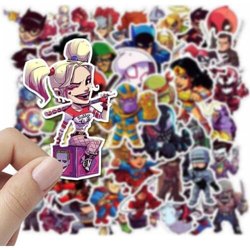 50pcs Cartoon Hasbro Marvel Stickers Cool The Avengers Waterproof Sticker Luggage Skateboard Guitar Laptop Stikers Kid Toy