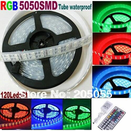 16.4FT Double Row 5050 RGB LED Strip 5M 600 Leds SMD Light Tube Waterproof Flexible ribbon light 12V+44 key IR remote controller