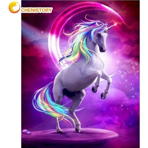 CHENISTORY 5D Diy Diamond Painting Animals Unicorn Full Round Diamond Embroidery Garden Mosaic Adult Handicraft Home Decor Gift