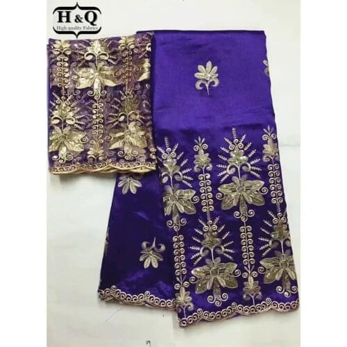 H&Q African George Fabric 5+2 Yards Indian Raw Silk George Wrappers Hot Nigerian Lace Fabrics Set Wth Blouse For Wedding Party
