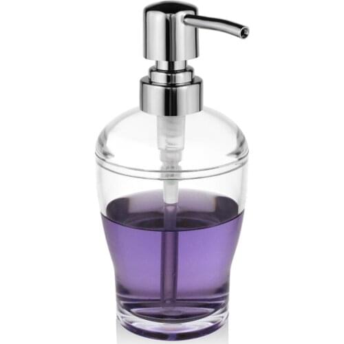 Acrylic Soap Lotion Liquid Dispenser Pump Bottle Transparent/Chrome Kitchen Dishwashing Bathroom Countertops 10 OZ (Clear)