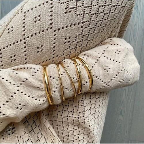 Tarnish Free Minimal Twisted Knot Gold Cuff Bangles For Lady 18K Gold Filled Stainless Steel Bracelets Bangles For Women