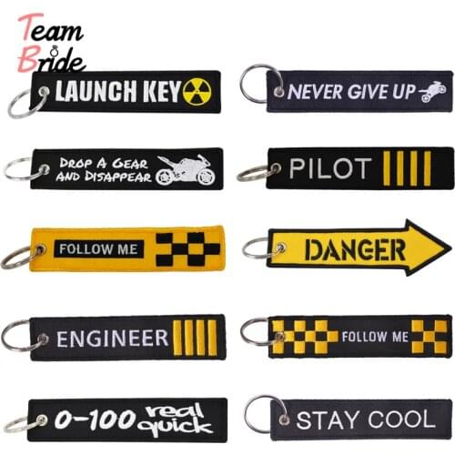 REMOVE BEFORE FLIGHT Chain Keychain Launch Key Chain Bijoux Keychains for Motorcycles and Cars Black Key Tag Embroidery Key Fobs