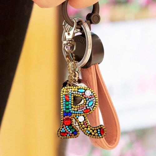 DIY Keyring Pendant Alphabet Letters Full Drill Diamond Painting Keychain 2019 Resin Women Bag Key Chain Handmake Gifts Ornament