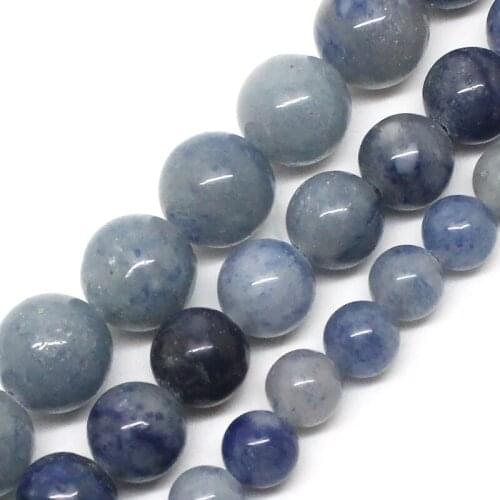 Natural Stone Smooth Round Blue Aventurine Beads For Jewelry Making DIY Bracelet Necklace Accessories 15 Inches 6mm 8mm 10mm