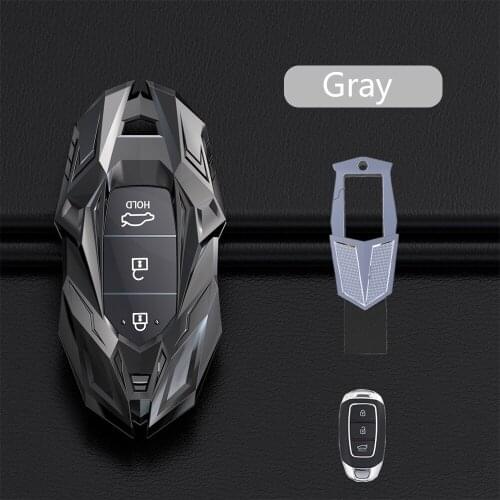 Zinc Alloy Car Key Case For Hyundai Elantra GT Kona Santa Fe Veloster Smart Remote Fob Cover Protector Bag Car Styling