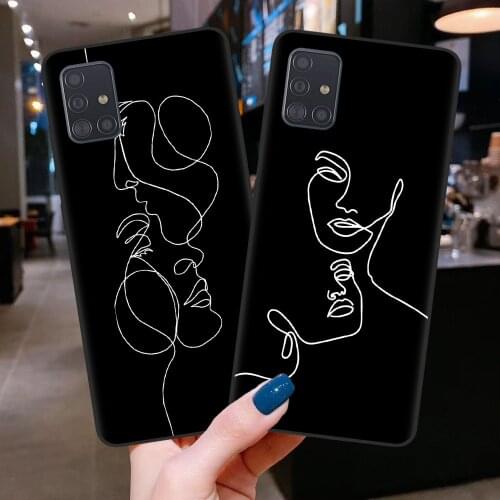 Funny Abstract Women Face Line Soft Phone Case For Samsung A51 A71 A21S A31 A41 A10 A20 A30 A40 A50 A70 A7 A6 A8 Plus 2018 Cover