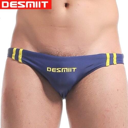 Desmiit Gay Swimwear Men Sexy Low Waist Mens Swim Briefs Swimming Trunks Splicing Swimsuit Man Sunga Beach Shorts KZ53